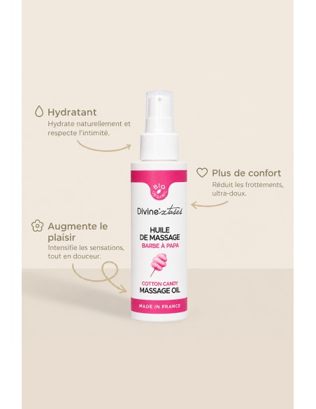 Huile de massage BIO barbe à papa - Divinextases